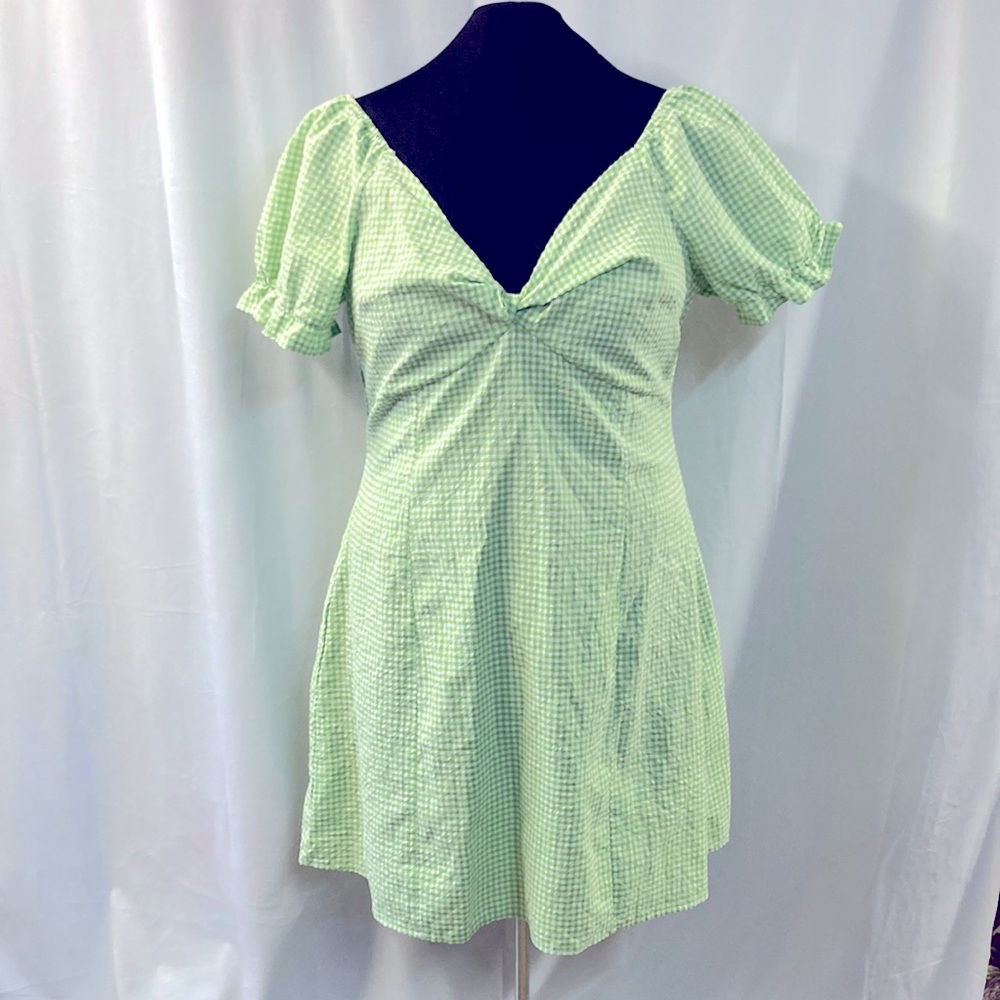 Summery mint green gingham Shein midi dress